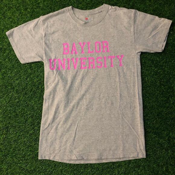 Hanes Other - Retro Grey/Pink Baylor University Graphic Tee